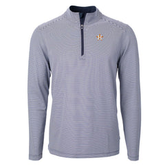 Houston Astros Cutter & Buck Virtue Eco Pique Micro Stripe Recycled Quarter-Zip Pullover Top - MLB