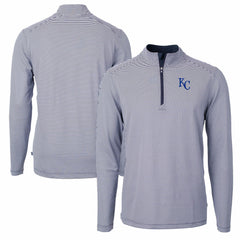 Kansas City Royals Cutter & Buck Virtue Eco Pique Micro Stripe Recycled Quarter-Zip Pullover Top - MLB