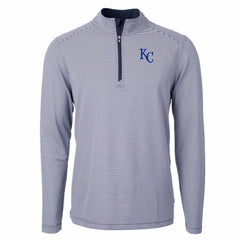 Kansas City Royals Cutter & Buck Virtue Eco Pique Micro Stripe Recycled Quarter-Zip Pullover Top - MLB