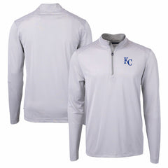 Kansas City Royals Cutter & Buck Virtue Eco Pique Micro Stripe Recycled Quarter-Zip Pullover Top - MLB