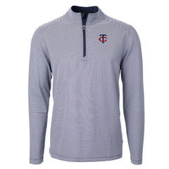 Minnesota Twins Cutter & Buck Virtue Eco Pique Micro Stripe Recycled Quarter-Zip Pullover Top - MLB