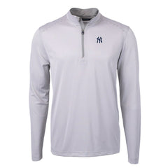 New York Yankees Cutter & Buck Virtue Eco Pique Micro Stripe Recycled Quarter-Zip Pullover Top - MLB