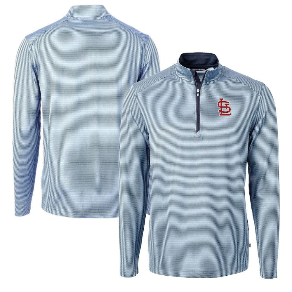 St. Louis Cardinals Cutter & Buck Virtue Eco Pique Micro Stripe Recycled Quarter-Zip Pullover Top - MLB