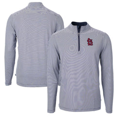 St. Louis Cardinals Cutter & Buck Virtue Eco Pique Micro Stripe Recycled Quarter-Zip Pullover Top - MLB