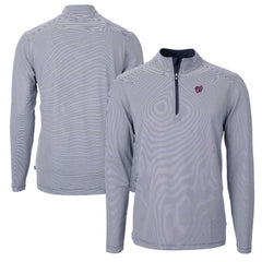 Washington Nationals Cutter & Buck Virtue Eco Pique Micro Stripe Recycled Quarter-Zip Pullover Top - MLB