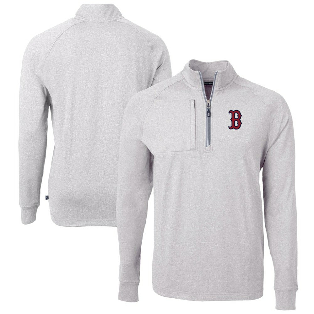Boston Red Sox Cutter & Buck Adapt Eco Knit Stretch Recycled Quarter-Zip Pullover Top - MLB