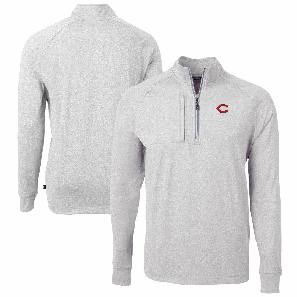 Cincinnati Reds Cutter & Buck Adapt Eco Knit Stretch Recycled Quarter-Zip Pullover Top - MLB