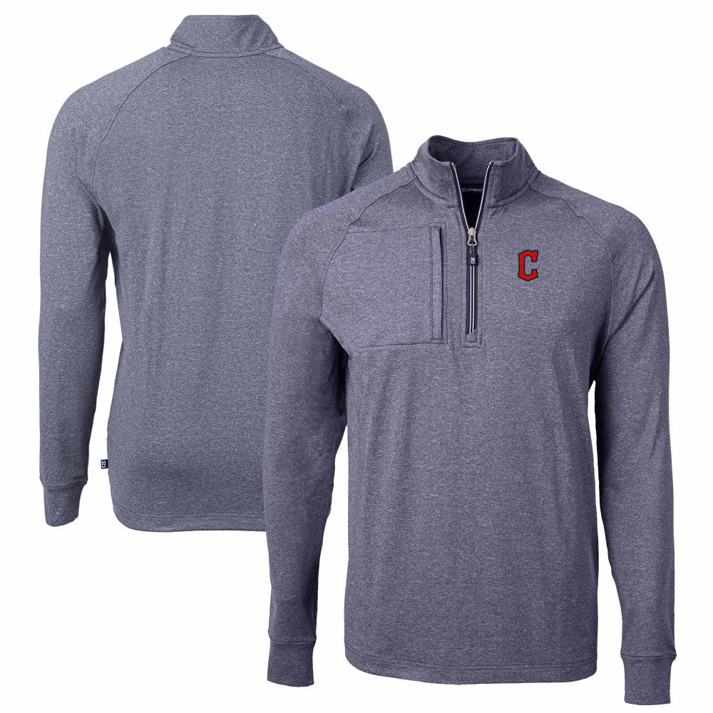 Cleveland Guardians Cutter & Buck Adapt Eco Knit Stretch Recycled Quarter-Zip Pullover Top - MLB