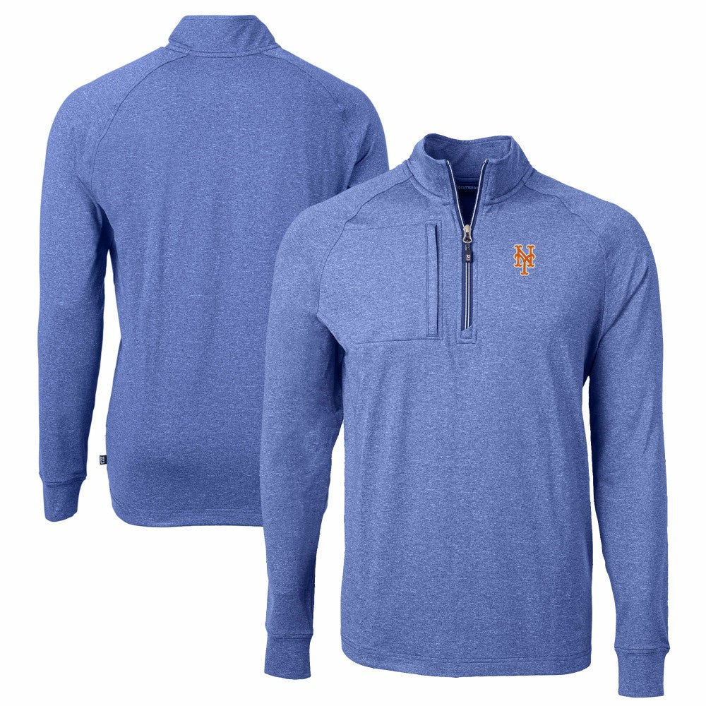 New York Mets Cutter & Buck Adapt Eco Knit Stretch Recycled Quarter-Zip Pullover Top - MLB