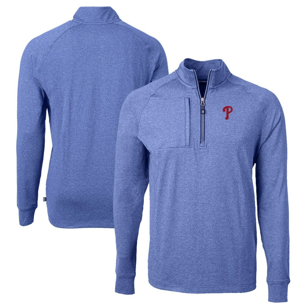 Philadelphia Phillies Cutter & Buck Adapt Eco Knit Stretch Recycled Quarter-Zip Pullover Top - MLB