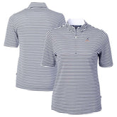 Atlanta Braves Cutter & Buck Women's Virtue Eco Pique Stripe Recycled Quarter-Zip Pullover Top - MLB