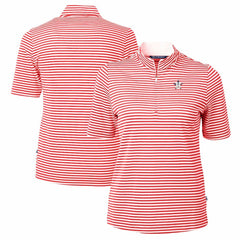 Houston Astros Cutter & Buck Women's Virtue Eco Pique Stripe Recycled Quarter-Zip Pullover Top - MLB