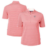Washington Nationals Cutter & Buck Women's Virtue Eco Pique Stripe Recycled Quarter-Zip Pullover Top - MLB