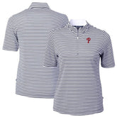 Philadelphia Phillies Cutter & Buck Women's Virtue Eco Pique Stripe Top - MLB