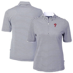 Philadelphia Phillies Cutter & Buck Women's Virtue Eco Pique Stripe Top - MLB