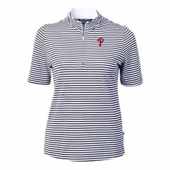Philadelphia Phillies Cutter & Buck Women's Virtue Eco Pique Stripe Top - MLB