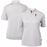 Philadelphia Phillies Cutter & Buck Women's Virtue Eco Pique Stripe Top - MLB