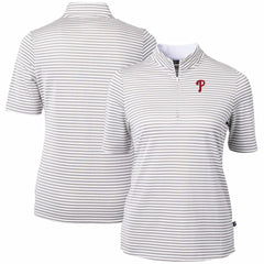 Philadelphia Phillies Cutter & Buck Women's Virtue Eco Pique Stripe Top - MLB