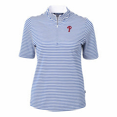 Philadelphia Phillies Cutter & Buck Women's Virtue Eco Pique Stripe Top - MLB