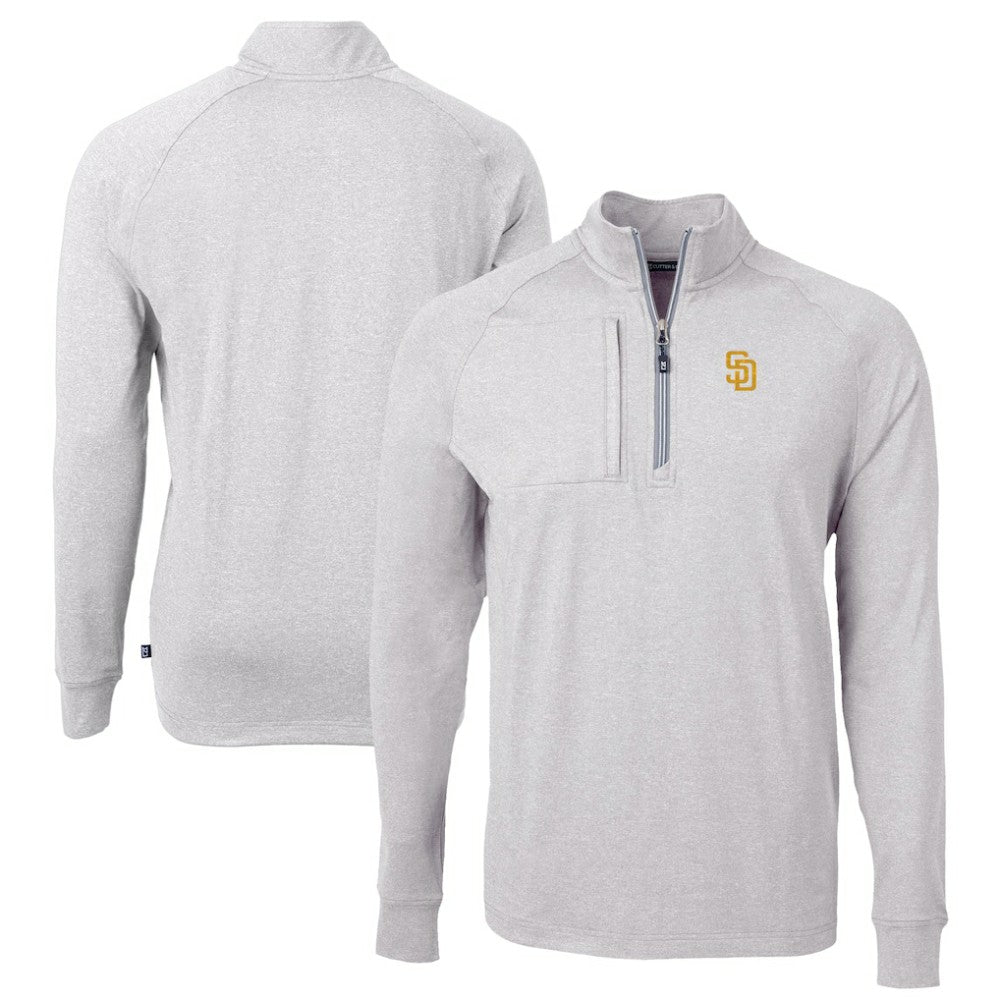San Diego Padres Cutter & Buck Big & Tall Adapt Eco Knit Stretch Recycled Quarter-Zip Pullover Top - MLB