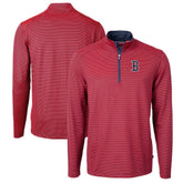 Boston Red Sox Cutter & Buck Virtue Eco Pique Micro Stripe Big & Tall Recycled Quarter-Zip Pullover Top - MLB