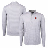 Cleveland Guardians Cutter & Buck Virtue Eco Pique Micro Stripe Big & Tall Recycled Quarter-Zip Pullover Top - MLB