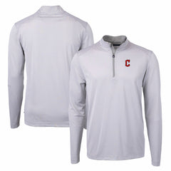 Cleveland Guardians Cutter & Buck Virtue Eco Pique Micro Stripe Big & Tall Recycled Quarter-Zip Pullover Top - MLB