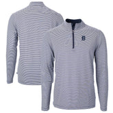 Detroit Tigers Cutter & Buck Virtue Eco Pique Micro Stripe Big & Tall Recycled Quarter-Zip Pullover Top - MLB