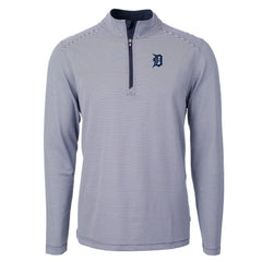 Detroit Tigers Cutter & Buck Virtue Eco Pique Micro Stripe Big & Tall Recycled Quarter-Zip Pullover Top - MLB