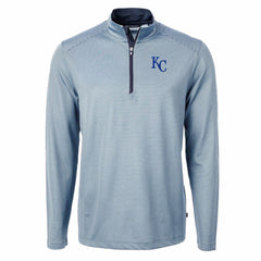 Kansas City Royals Cutter & Buck Virtue Eco Pique Micro Stripe Big & Tall Recycled Quarter-Zip Pullover Top - MLB