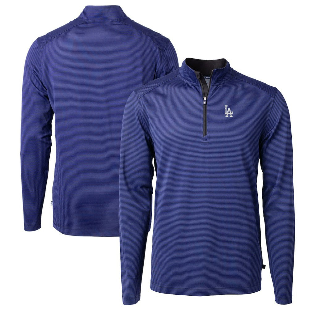 Los Angeles Dodgers Cutter & Buck Virtue Eco Pique Micro Stripe Big & Tall Recycled Quarter-Zip Pullover Top - MLB