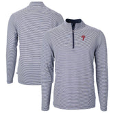 Philadelphia Phillies Cutter & Buck Virtue Eco Pique Micro Stripe Big & Tall Recycled Quarter-Zip Pullover Top - MLB