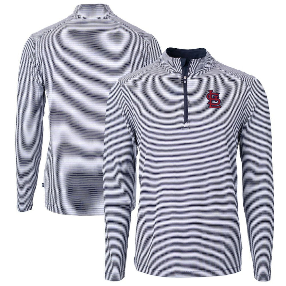 St. Louis Cardinals Cutter & Buck Virtue Eco Pique Micro Stripe Big & Tall Recycled Quarter-Zip Pullover Top - MLB