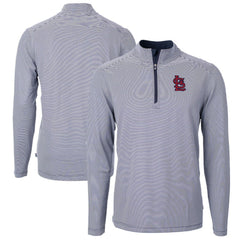 St. Louis Cardinals Cutter & Buck Virtue Eco Pique Micro Stripe Big & Tall Recycled Quarter-Zip Pullover Top - MLB