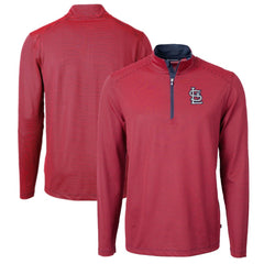 St. Louis Cardinals Cutter & Buck Virtue Eco Pique Micro Stripe Big & Tall Recycled Quarter-Zip Pullover Top - MLB