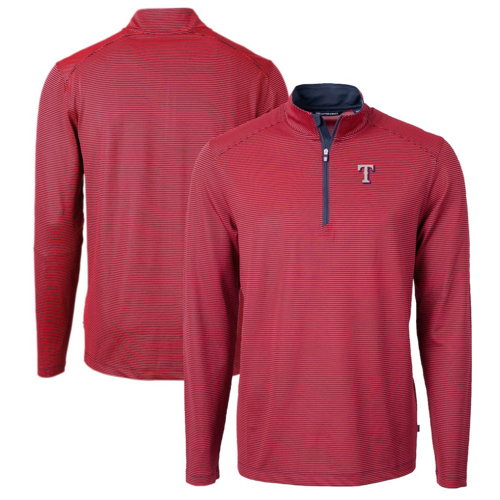 Texas Rangers Cutter & Buck Virtue Eco Pique Micro Stripe Big & Tall Recycled Quarter-Zip Pullover Top - MLB