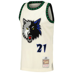 Kevin Garnett Minnesota Timberwolves Chainstitch Swingman Jersey Cream - NBA