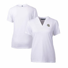 Los Angeles Chargers Cutter & Buck Women's Helmet Logo DryTec Forge Stretch V-Neck Blade Top White | NFL