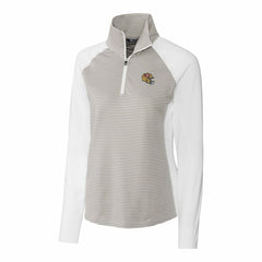 San Francisco 49ers Cutter & Buck Women's Helmet Logo DryTec Forge Tonal Stripe Stretch Half-Zip Top White | NFL
