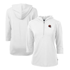 Washington Commanders Cutter & Buck Women's Helmet Logo DryTec Virtue Eco Pique Recycled Half-Zip Pullover Hoodie White | NFL