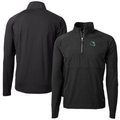 Philadelphia Eagles Cutter & Buck Helmet Adapt Eco Knit Hybrid Recycled Quarter-Zip Pullover Top Black | NFL