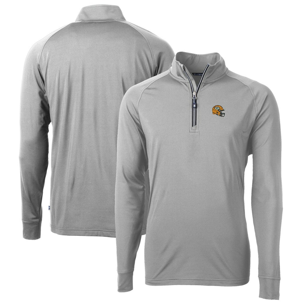 Green Bay Packers Cutter & Buck Helmet Adapt Eco Knit Stretch Recycled Quarter-Zip Pullover Top Silver | NFL