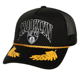 Brooklyn Nets Hardwood Classics Gold Leaf Mesh Trucker Snapback Hat Black - NBA