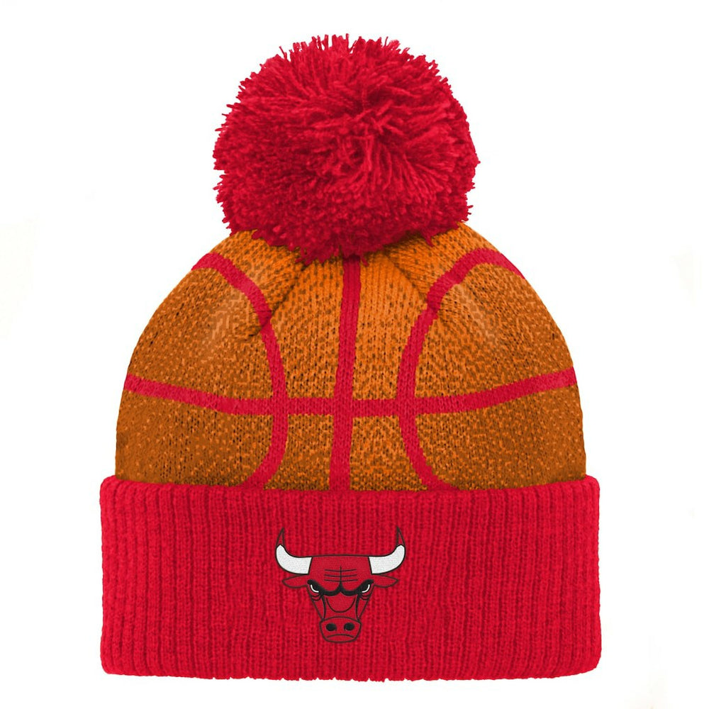 Chicago Bulls Preschool Basketball Head Cuffed Knit Hat with Pom Red - NBA