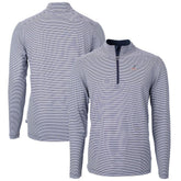 Atlanta Braves Cutter & Buck Americana Logo Virtue Eco Pique Stripe Recycled Quarter-Zip Pullover Top - MLB