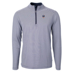Chicago Cubs Cutter & Buck Americana Logo Virtue Eco Pique Stripe Recycled Quarter-Zip Pullover Top - MLB