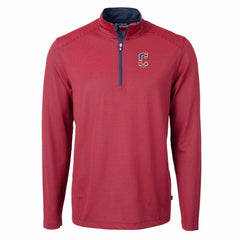 Cleveland Guardians Cutter & Buck Americana Logo Virtue Eco Pique Stripe Recycled Quarter-Zip Pullover Top - MLB