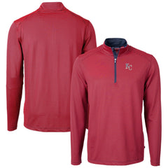 Kansas City Royals Cutter & Buck Americana Logo Virtue Eco Pique Stripe Recycled Quarter-Zip Pullover Top - MLB
