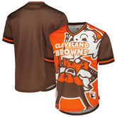 Cleveland Browns Jumbotron 3.0 Mesh V-Neck T-Shirt Orange | Mitchell & Ness