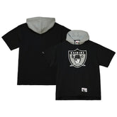 Las Vegas Raiders Postgame Short Sleeve Hoodie Black | Mitchell & Ness